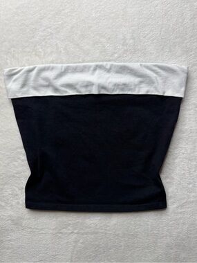 Derek Heart - Black Strapless Tube Top with White Fold-Over
